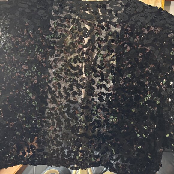 Black Sequin Jacket - As Is Condition Sparkle Blazer - Picture 3 of 5